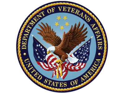 The Seal of the Department of Veterans Affairs eagle five stars American flags