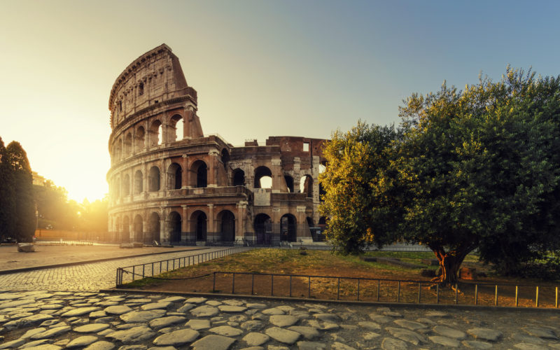 Coliseum, Rome, Italy at sunset