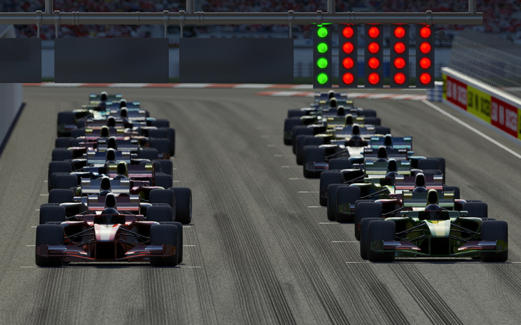 Cars racing at the race circuit