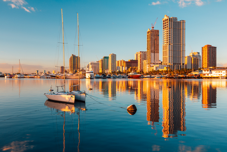 Skyline of Manila City and Manila Bay, Philippines