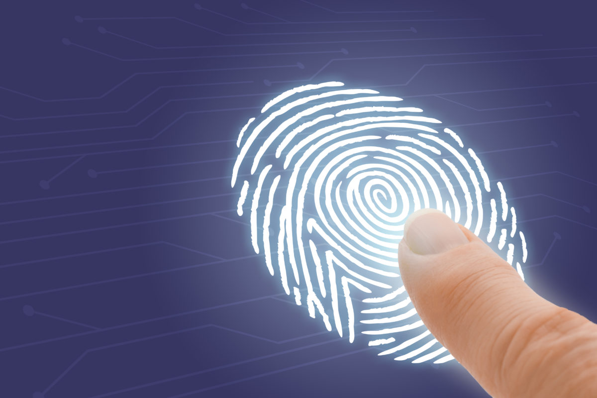 illuminated fingerprint and a finger