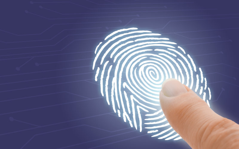 illuminated fingerprint and a finger