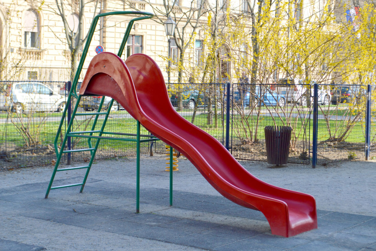 kids slide on a playground