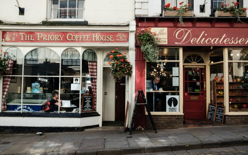 Coffee house and delicatessen view from the street