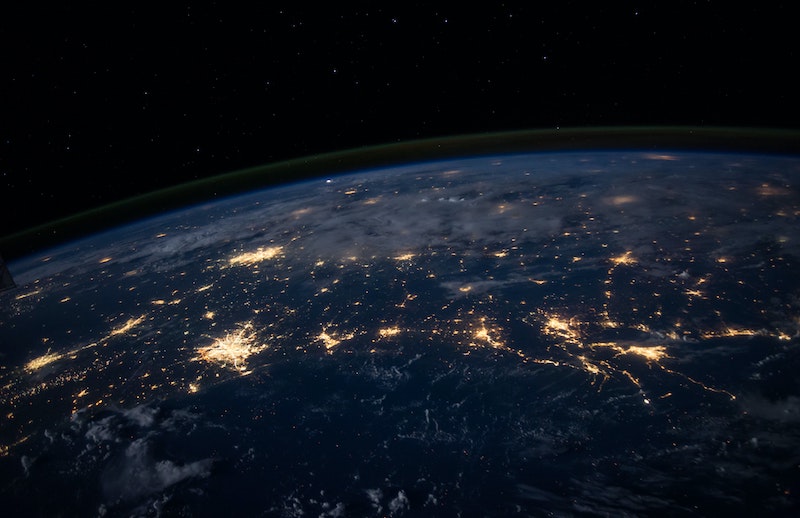 NASA view of earth from space, showing connected energy grid, illustrating the digital world