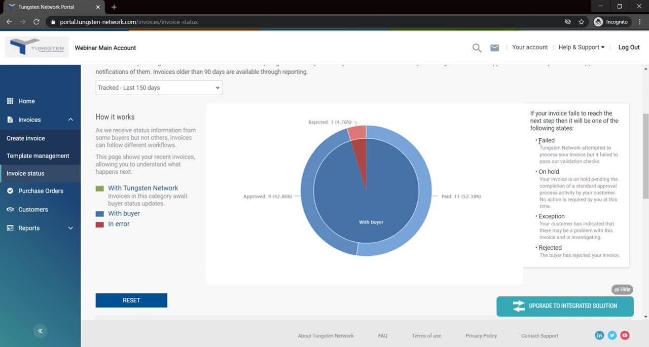 How to check your invoice status in the portal Tungsten Network
